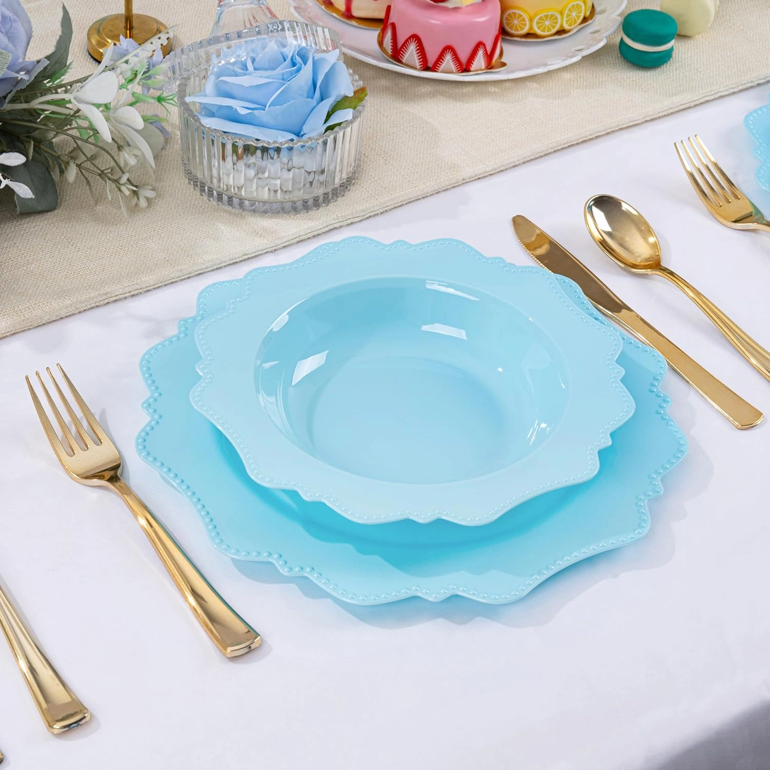 Light Blue Plastic Party Bowls () 12 Oz Disposable Soup/Salad Bowl — view 15