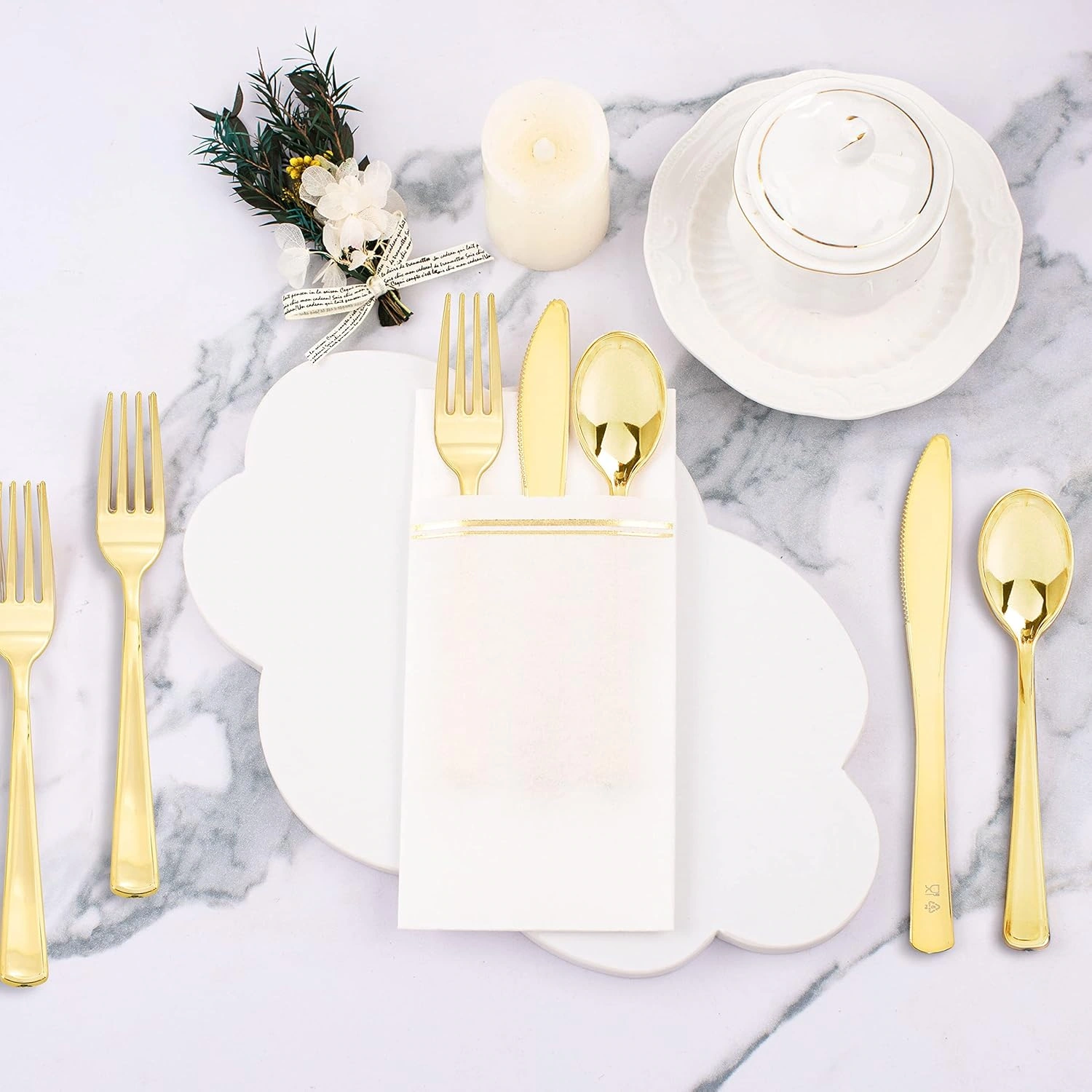 Gold Paper Napkins with Built-in Flatware Pocket — view 16