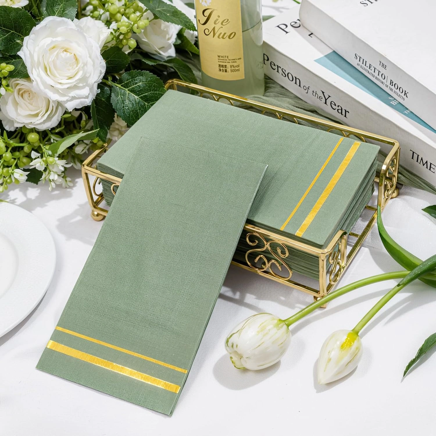 Sage Green 100-Count 3-Ply disposable Napkins (100 Pieces) — view 11