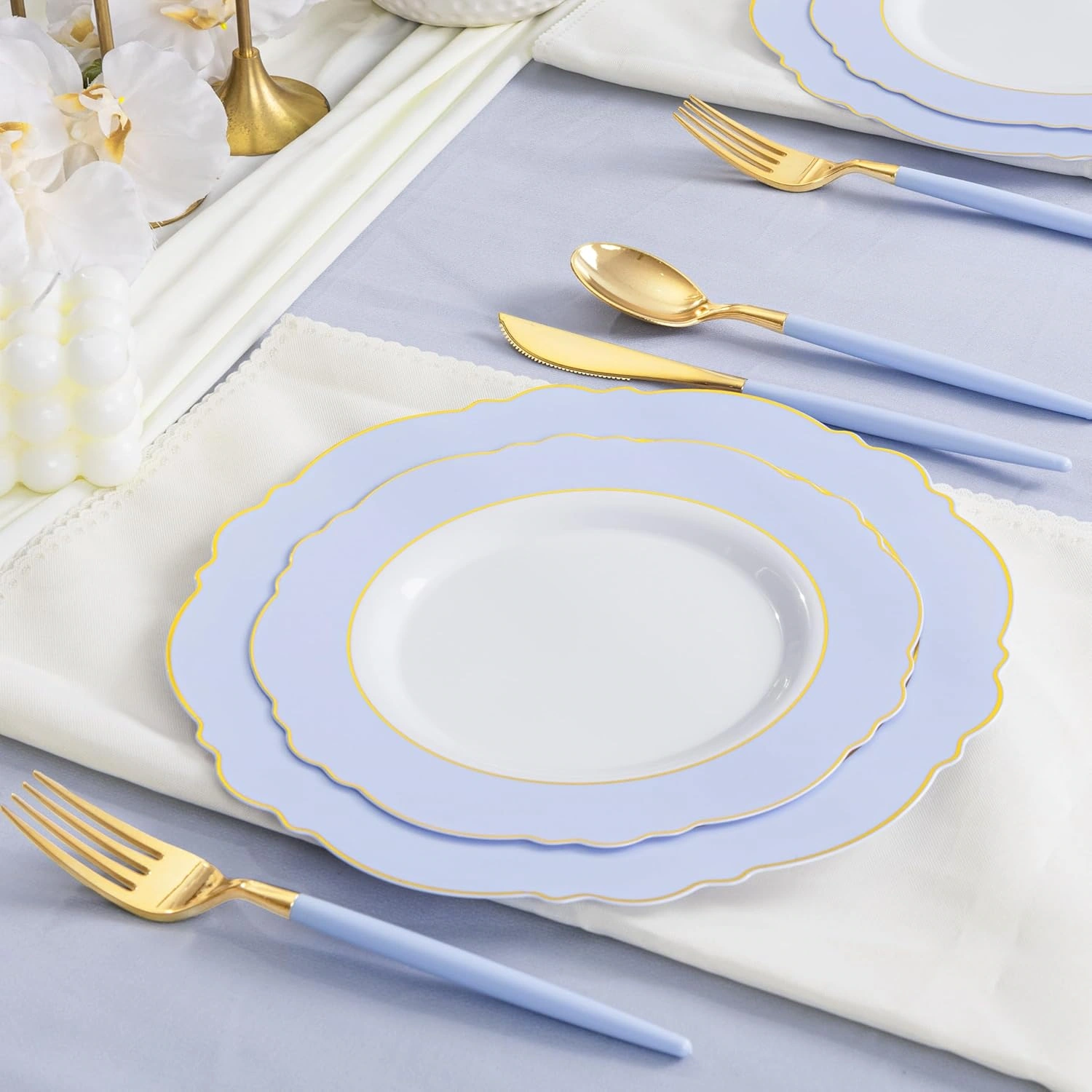 Blue Baroque Plastic Plates (60 Pieces) — view 15