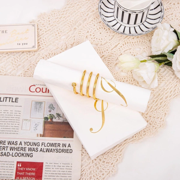 Gold Letter Cocktail Napkins (100 Pieces) — view 10