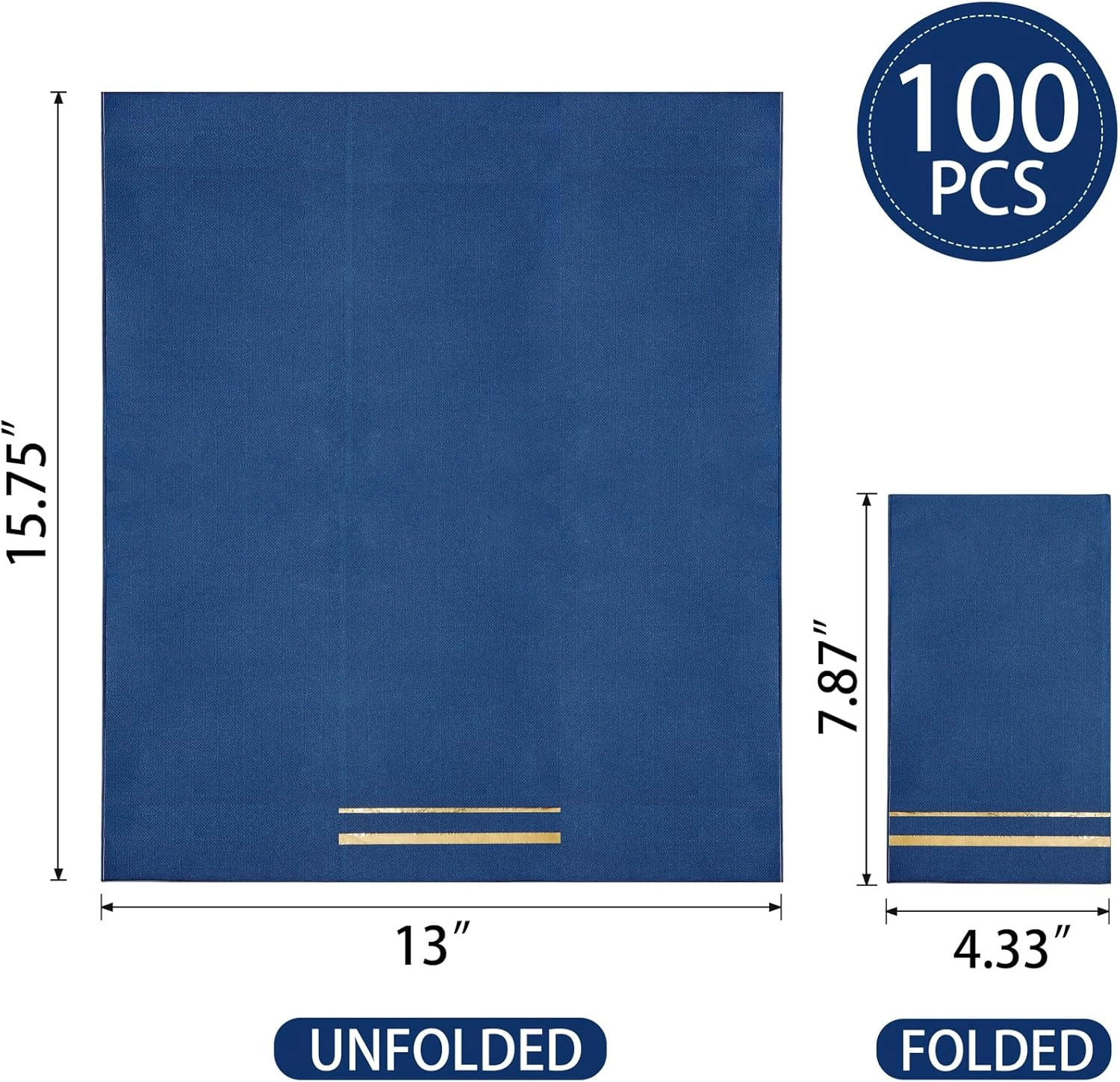 Blue 100-Count 3-Ply disposable Napkins (100 Pieces) — view 10
