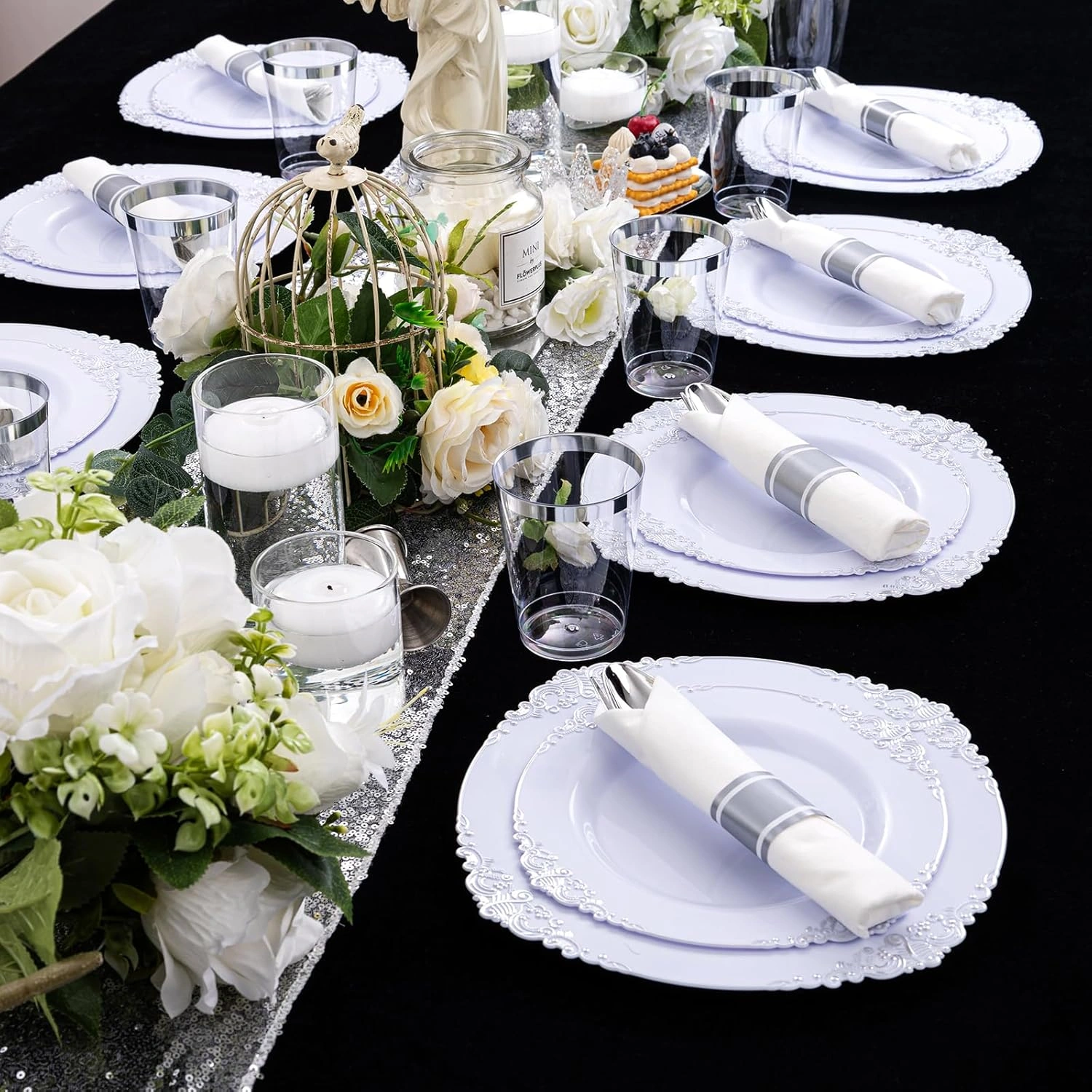 Silver & Gold Dinnerware Set for 50 Guests — view 16