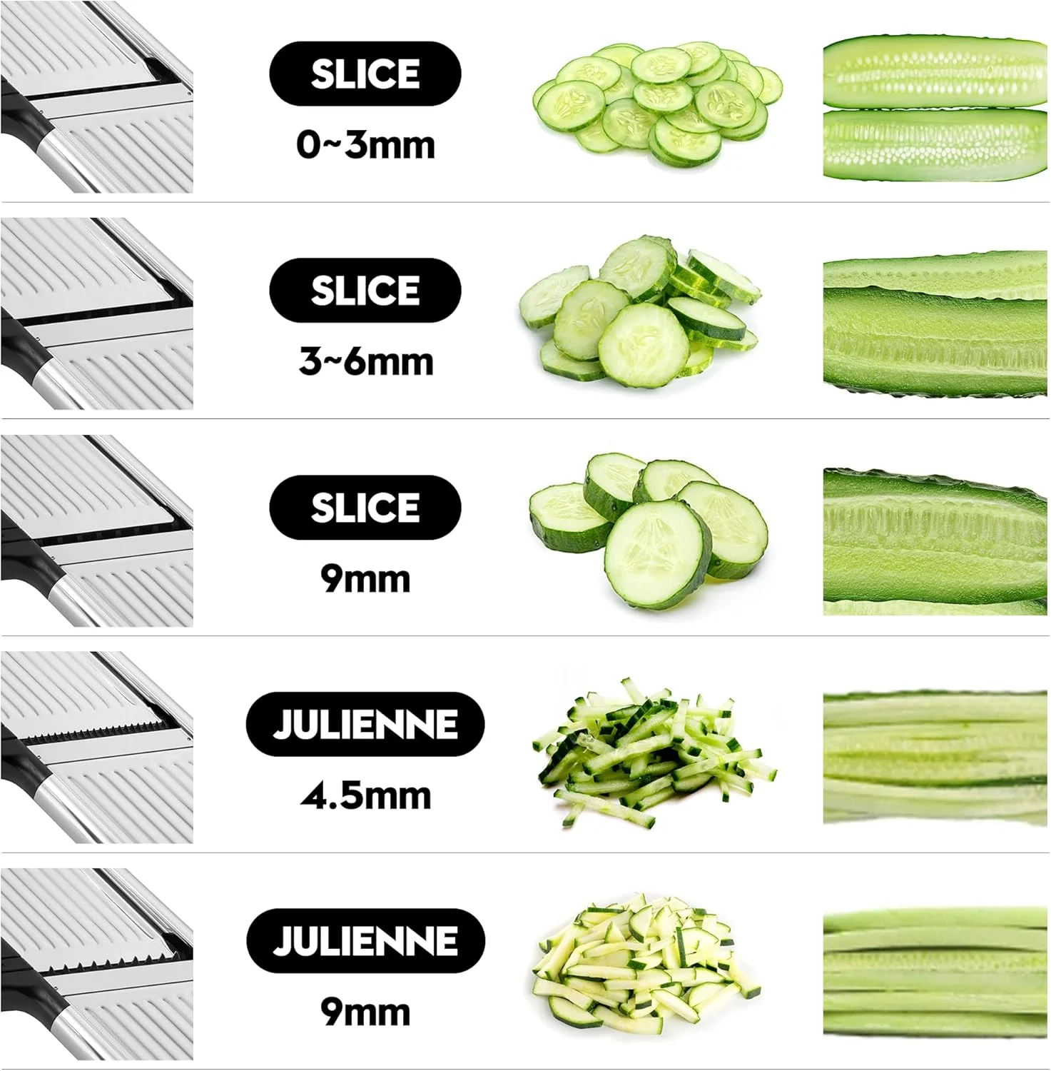 Black Adjustable Mandoline Food Slicer for Kitchen-Mandolin,Potato,Tomato,Carrot,Vegetable,Fruit and Onion Cutter-Adjustable Stainless Steel-Include 1 Pair Cut-Resistant Gloves — view 14