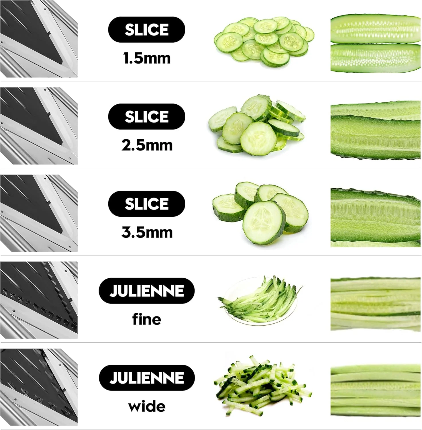 Silver Adjustable Mandoline Food Slicer for Kitchen-Mandolin,Potato,Tomato,Carrot,Vegetable,Fruit and Onion Cutter-Adjustable Stainless Steel-Include 1 Pair Cut-Resistant Gloves — view 14