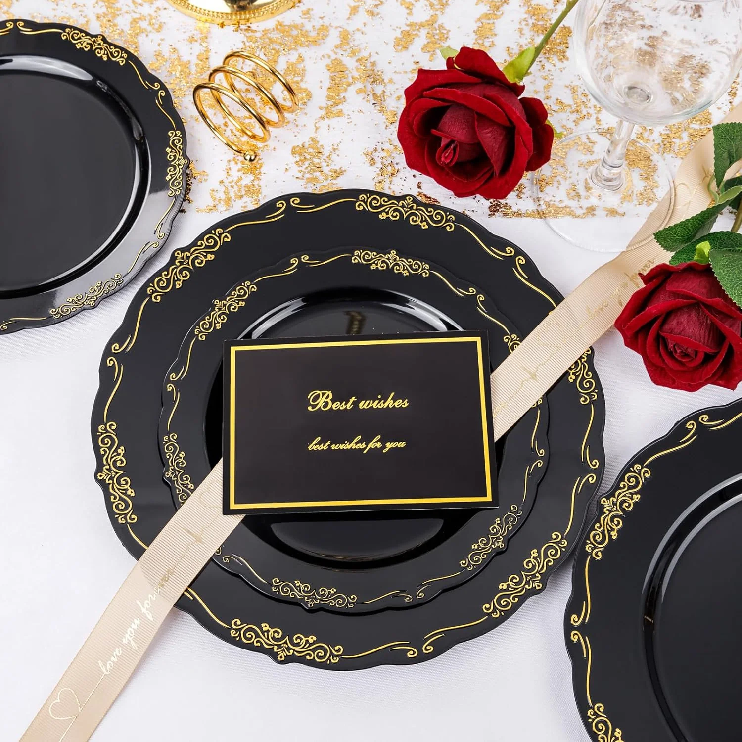Black & Gold U-QE Disposable Plates — view 11