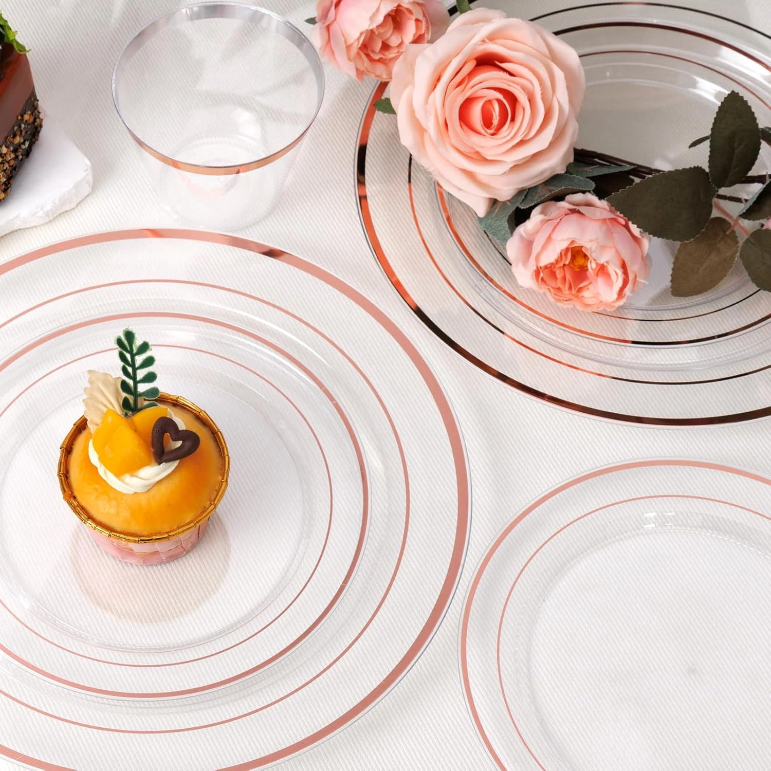 Clear Rose Gold Deluxe Disposable Dinnerware Set — view 15