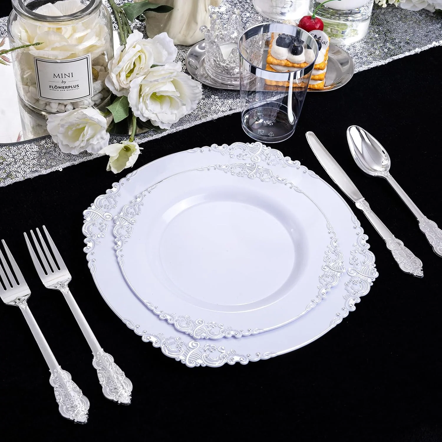Silver & Gold Dinnerware Set for 50 Guests — view 12