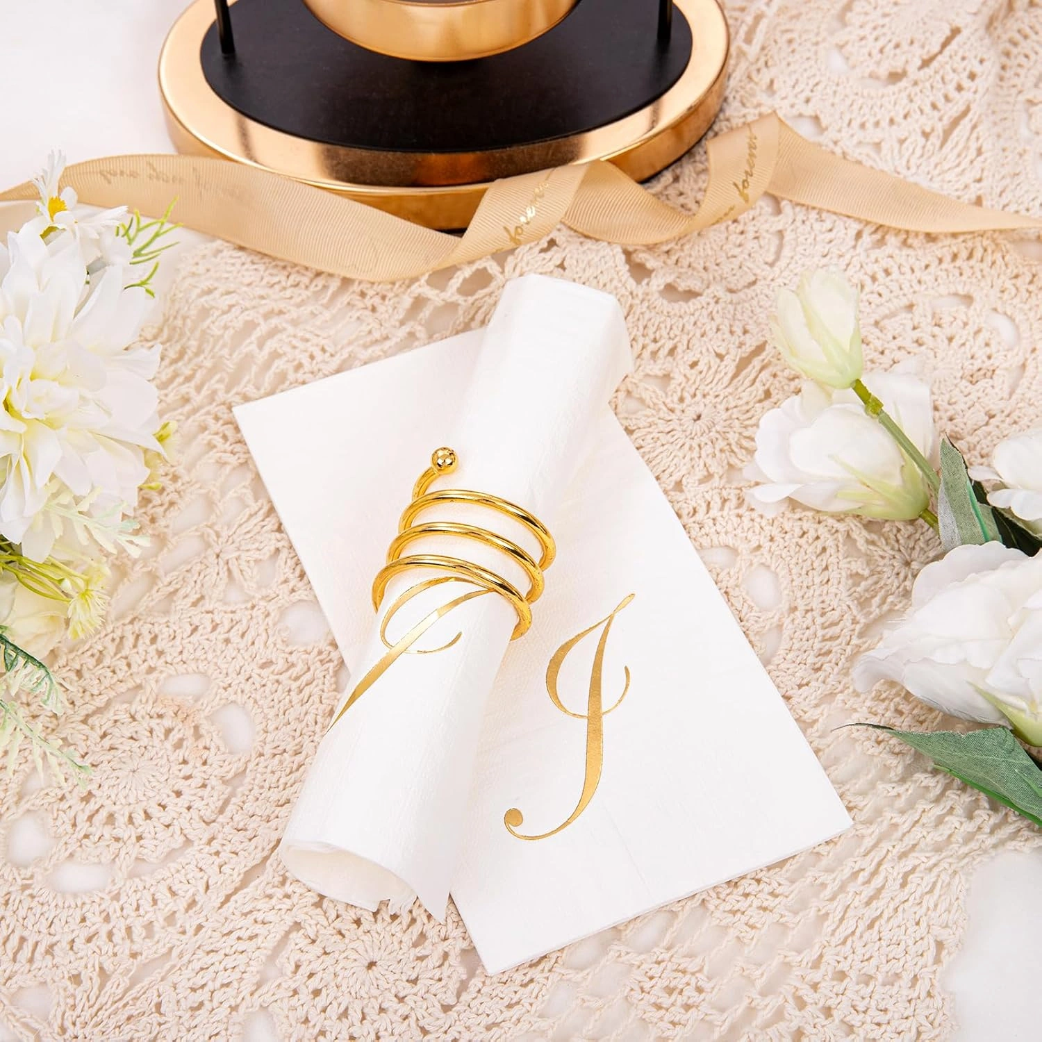 Gold Letter Cocktail Napkins (100 Pieces) — view 12