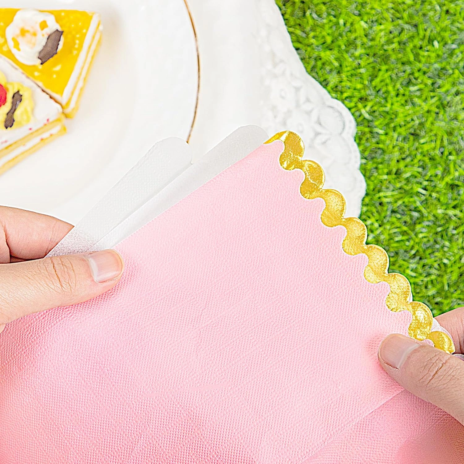 Pink Napkins Disposable-3ply Paper Napkins Rim — view 14