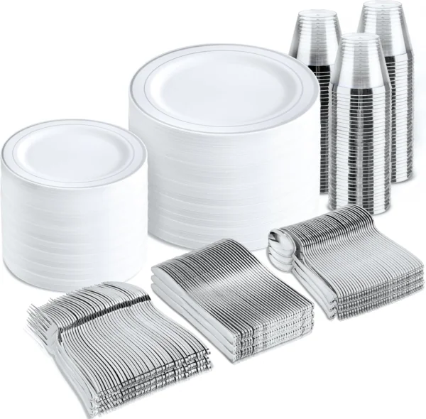 Silver Deluxe Disposable Dinnerware Set — view 9