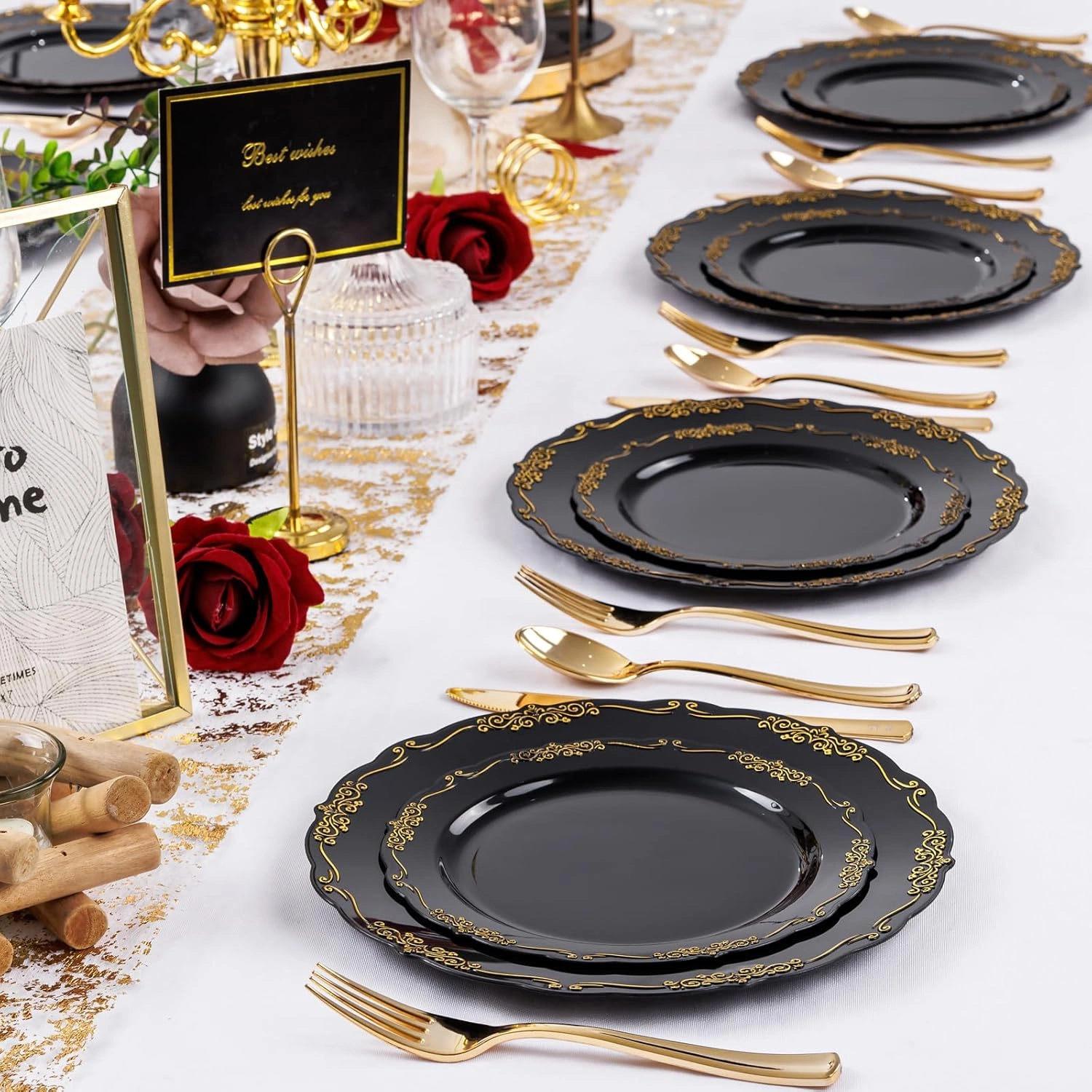 Black & Gold U-QE Disposable Plates — view 14