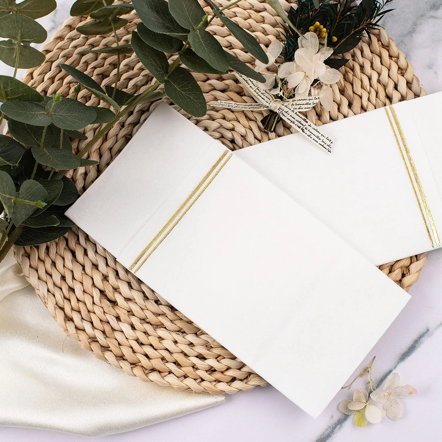 Gold Paper Napkins with Built-in Flatware Pocket — view 15
