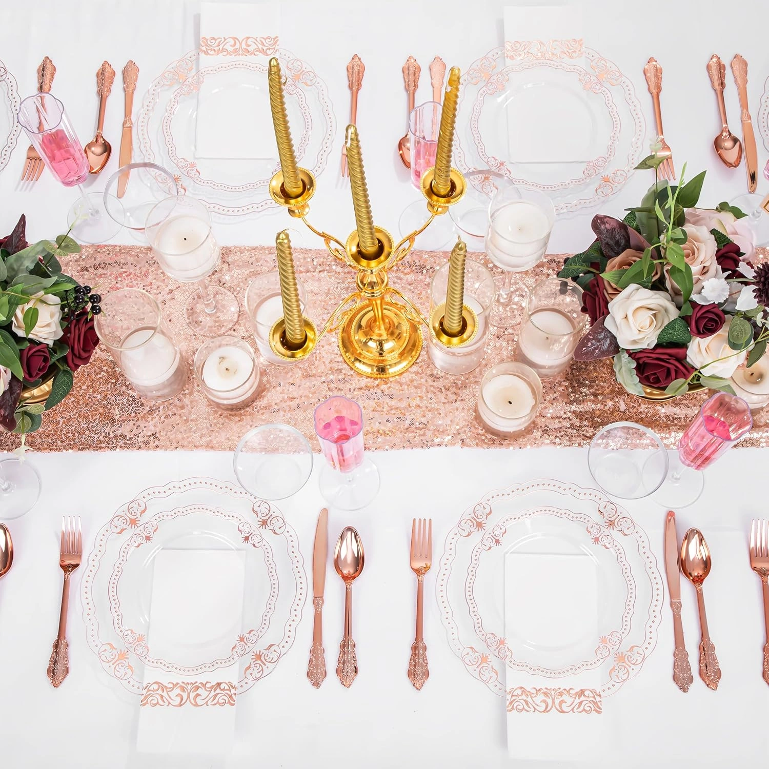 Fancy Clear Rose Gold Dinnerware Set — view 15