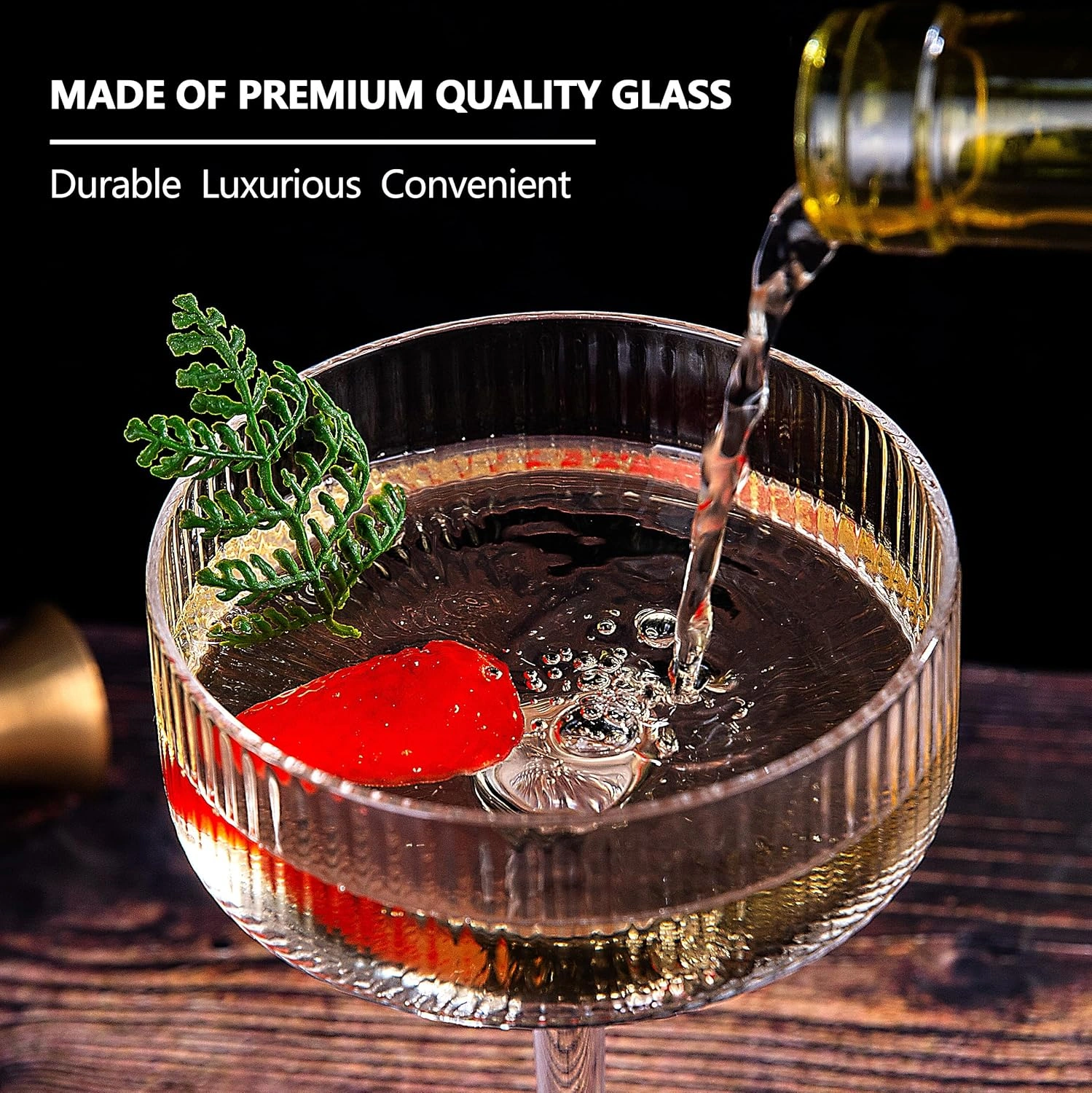 Vintage Ribbed Martini Classic Coupe Glasses, Elegant Design (10 oz) — view 14