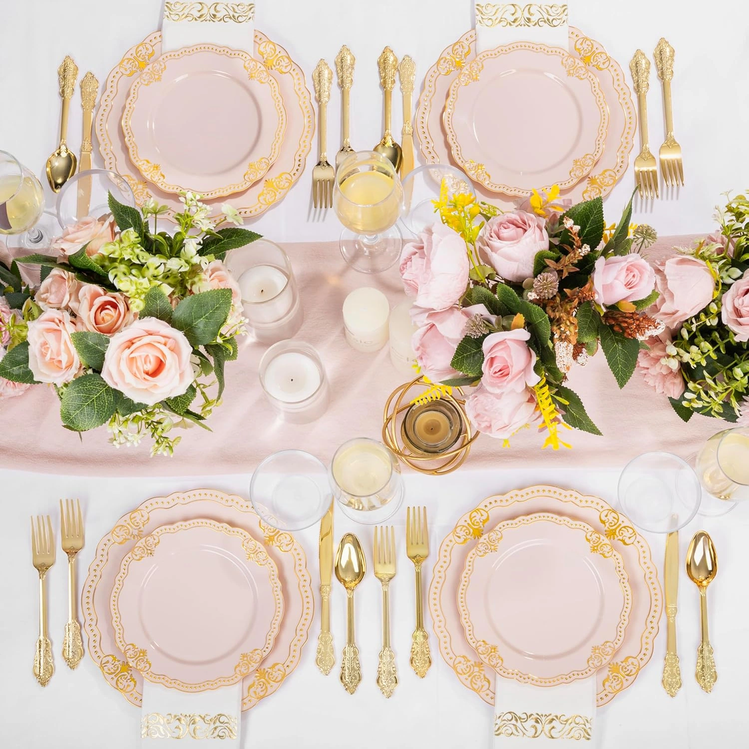 Fancy Pink & Gold Dinnerware Set — view 16