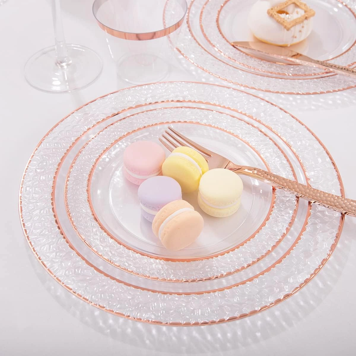 Rose And Gold Disposable Plastic Plates (150 Pieces) — view 11