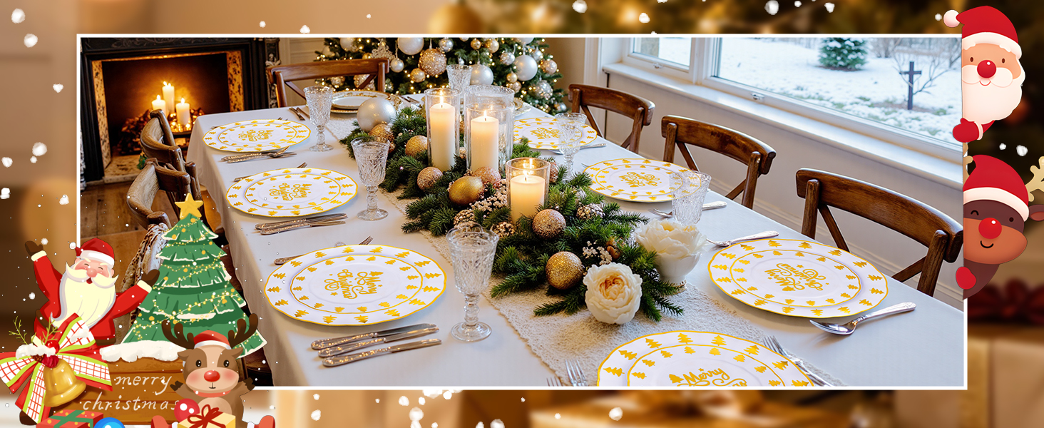 Gold Plastic Christmas Plates (150 Pieces) — view 6