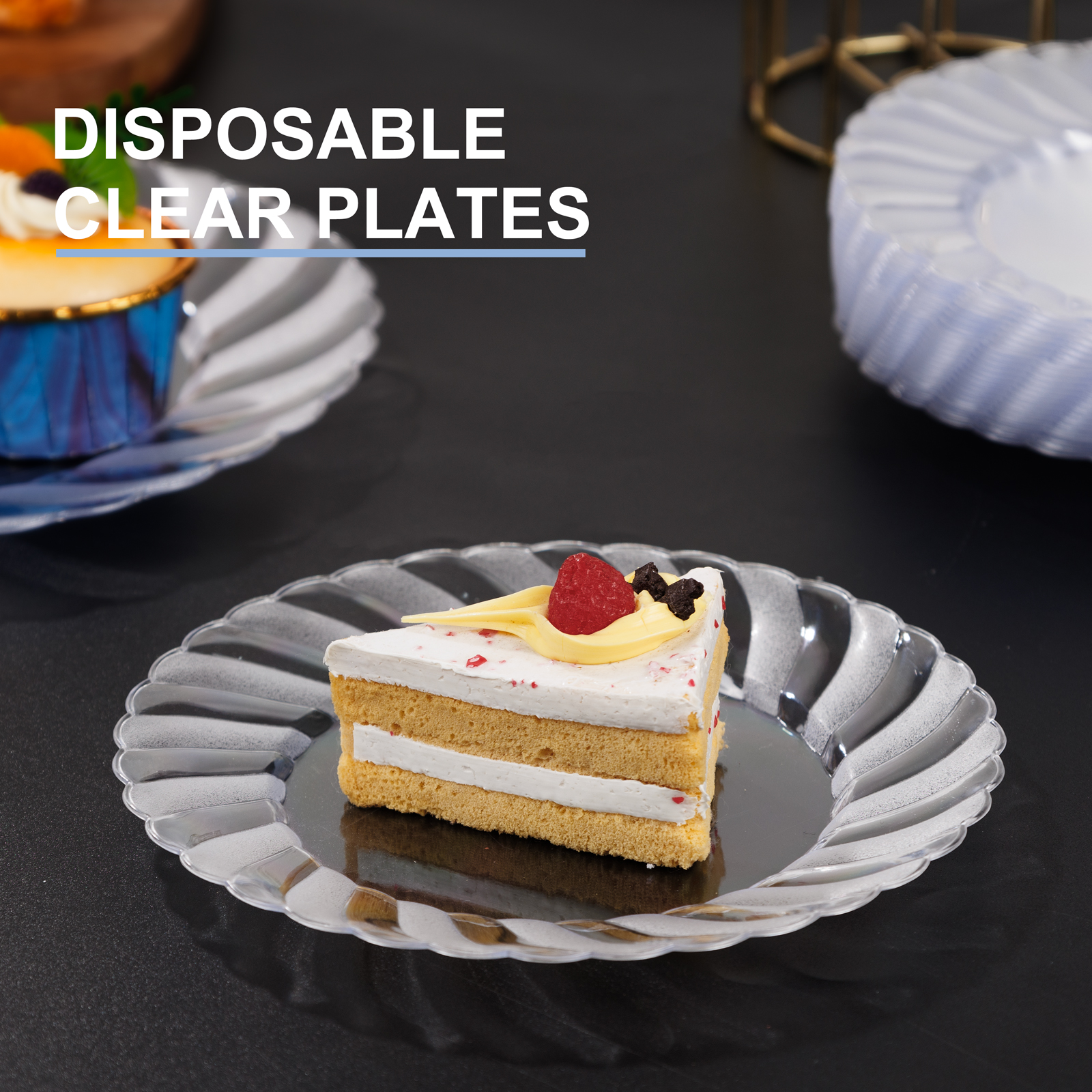 Clear Scalloped Plastic Plates Disposable — view 7