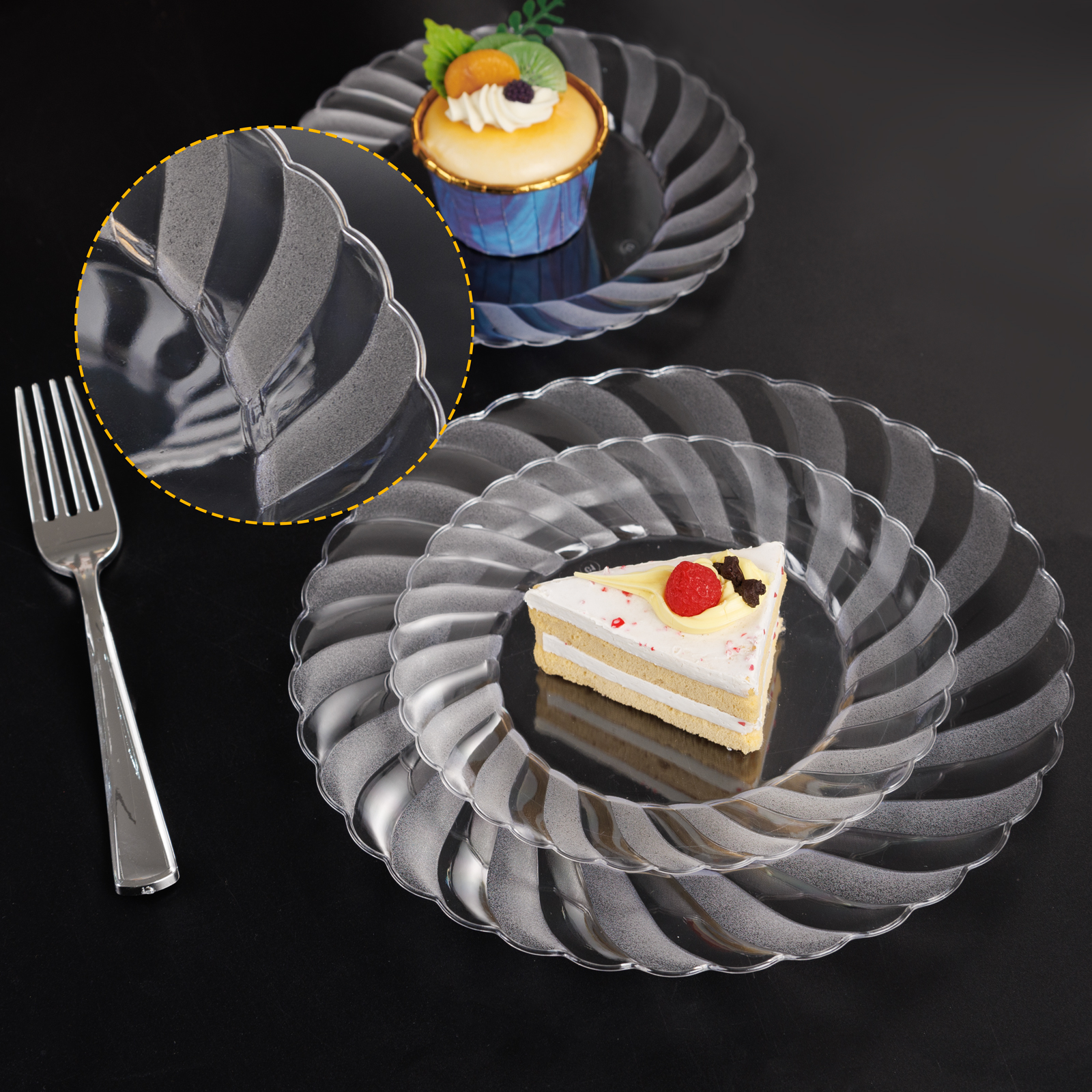 Clear Scalloped Plastic Plates Disposable — view 9