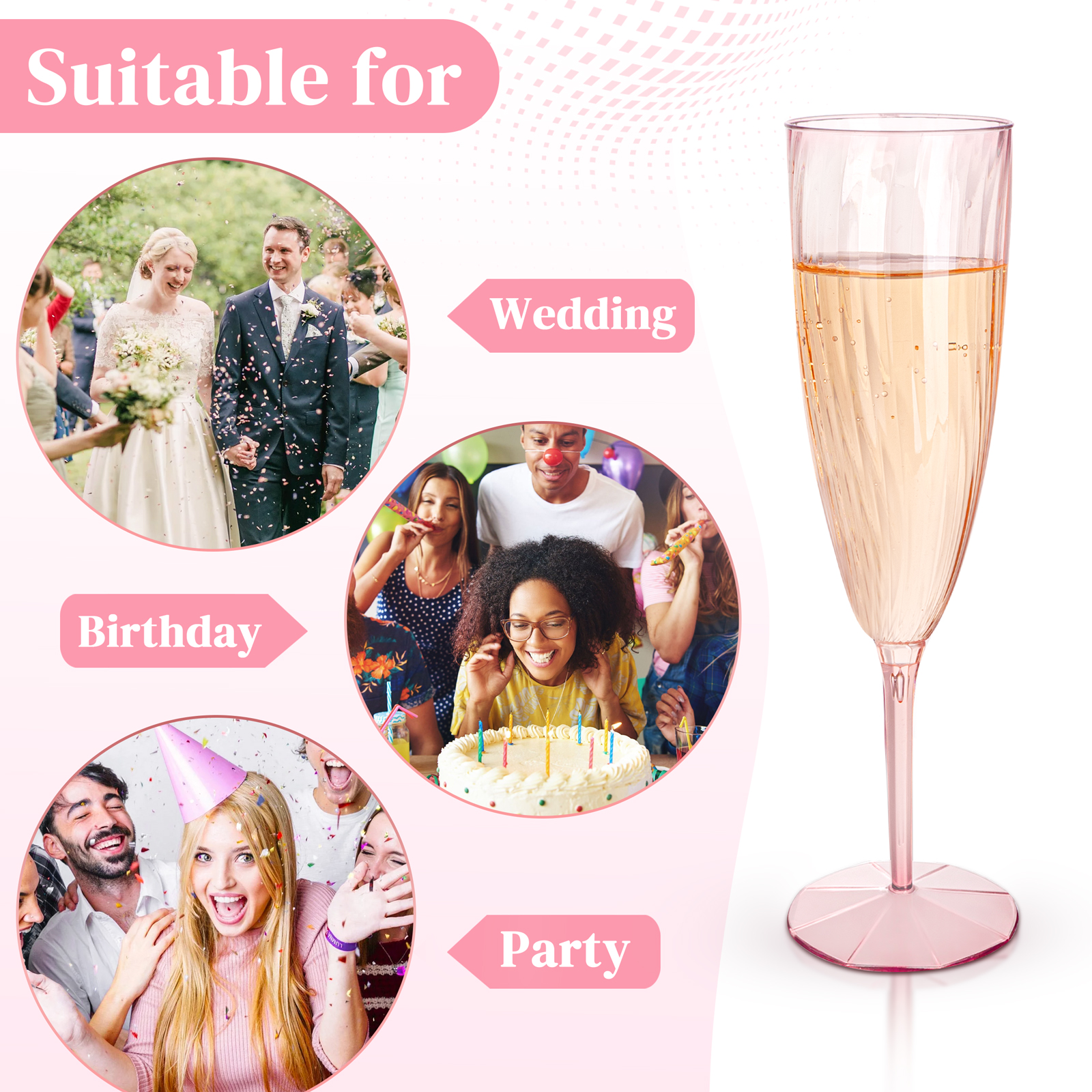 Pink 6OZ Disposable Champagne Flutes Plastic (36 Pieces) — view 15