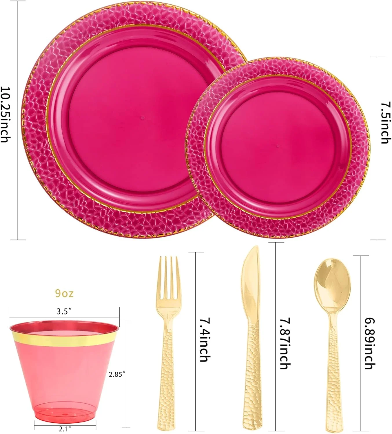 Red & Gold Clear Plates & Silverware Set (150 Pieces) — view 8