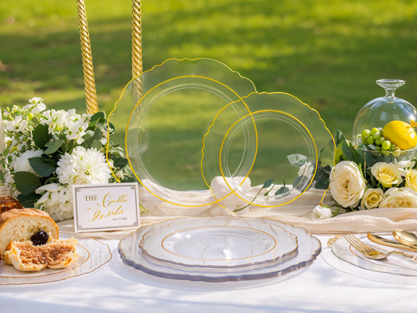 Clear Gold, Silver, Clear, Gold Plastic Plates — view 10