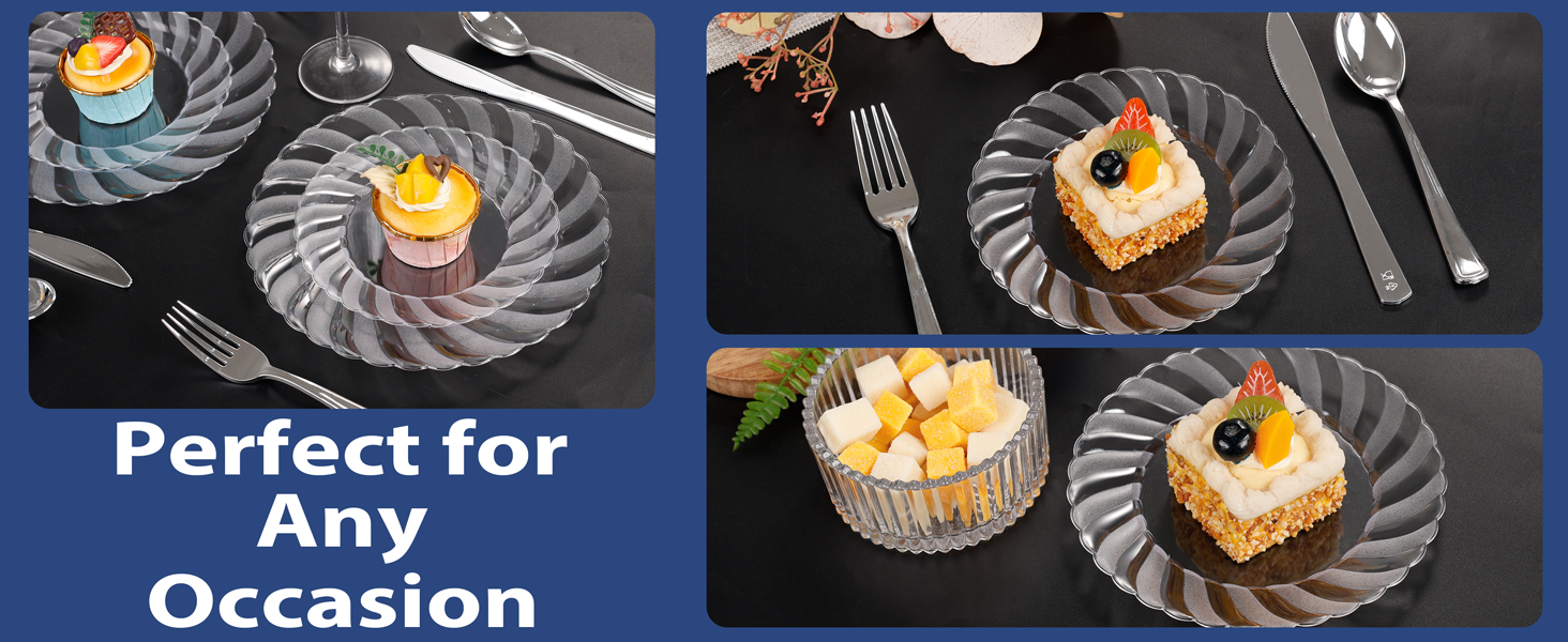Clear Scalloped Plastic Plates Disposable — view 6