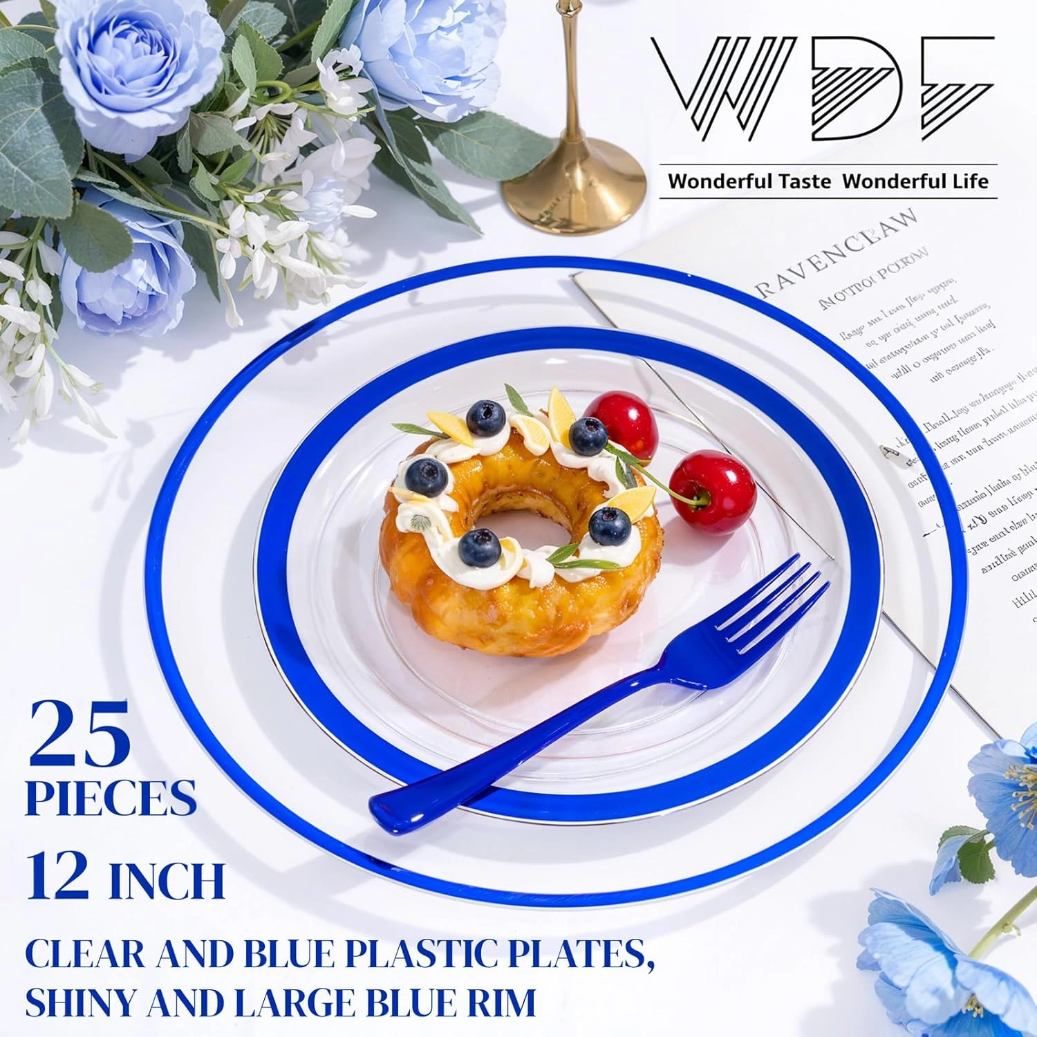 Clear And Blue 12Inch Plastic Charger Plates — view 12
