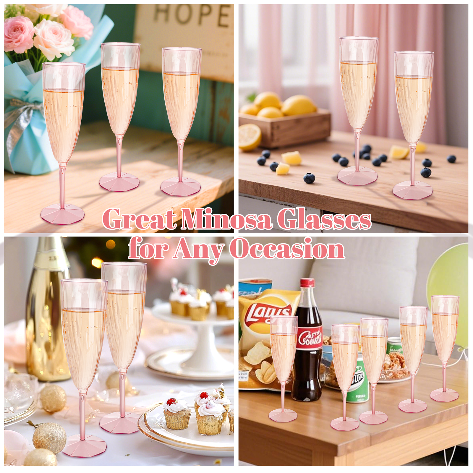 Pink 6OZ Disposable Champagne Flutes Plastic (36 Pieces) — view 14