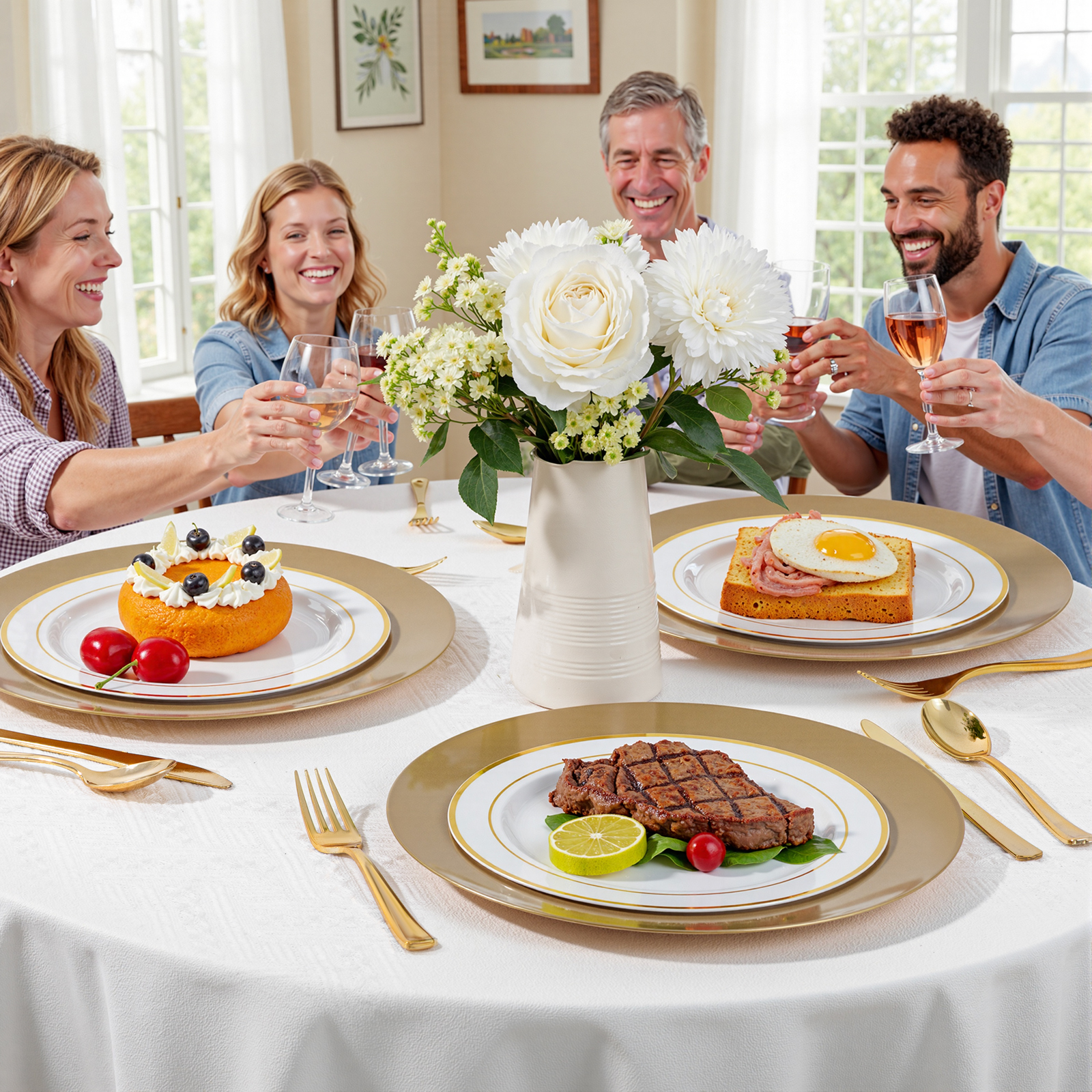 Gold 12Inch Plastic Charger Plates — view 12