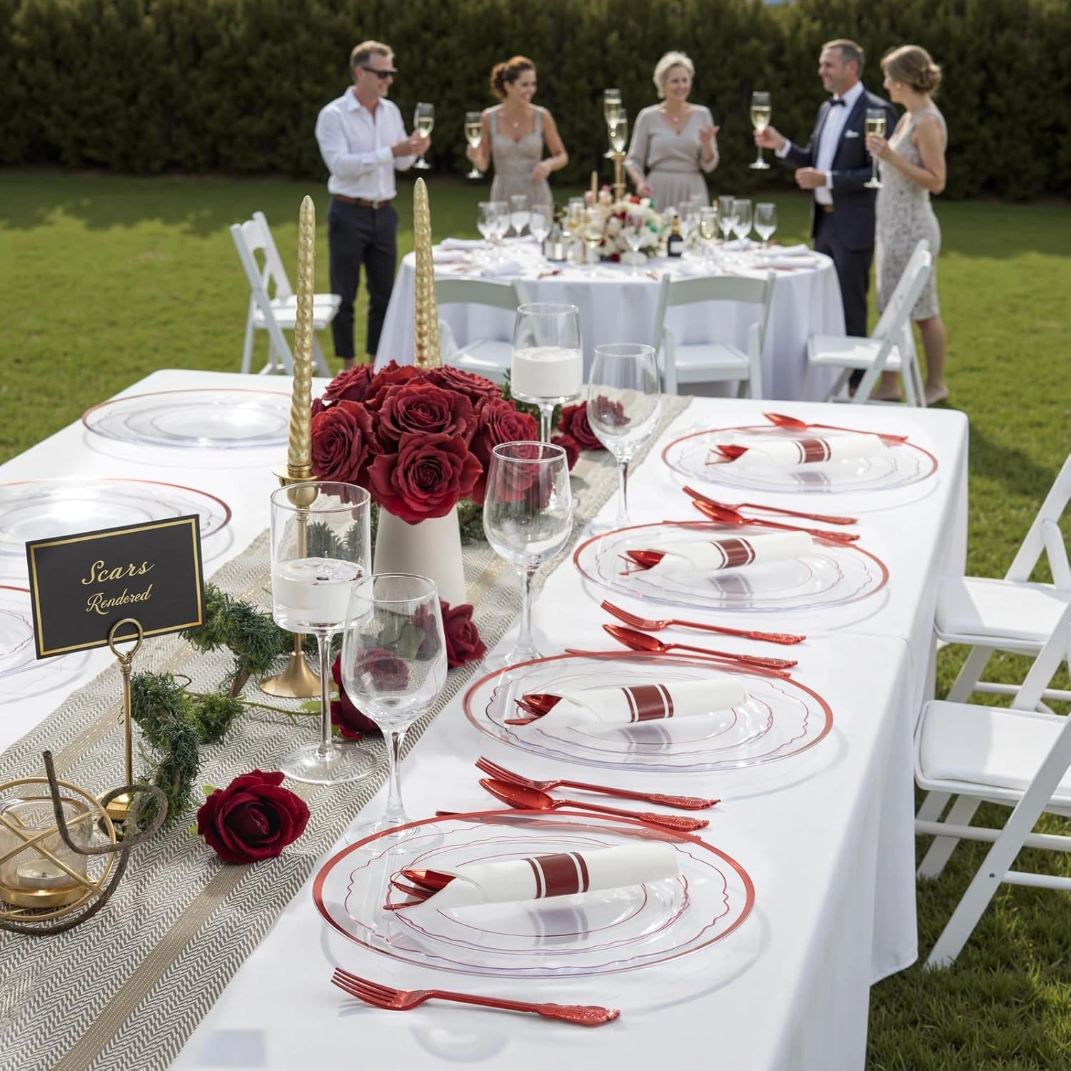Clear And Red 12Inch Plastic Charger Plates — view 10