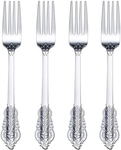 WDF 120PCS Gold Plastic Silverware - Heavy Duty Gold Plastic Cutlery Set Gold Disposable Utensils - 40 Gold Forks, 40 Gold Spoons, 40 Gold Knives, Perfect for Party/Weeding and Daily Use