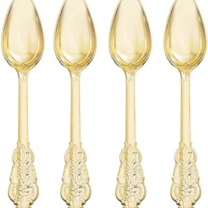 WDF 120PCS Gold Plastic Silverware - Heavy Duty Gold Plastic Cutlery Set Gold Disposable Utensils - 40 Gold Forks, 40 Gold Spoons, 40 Gold Knives, Perfect for Party/Weeding and Daily Use