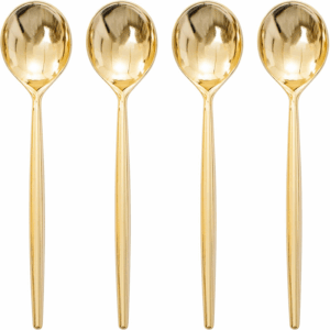 90PCS-Pack Gold Plastic Spoons, Heavy Duty, Disposable