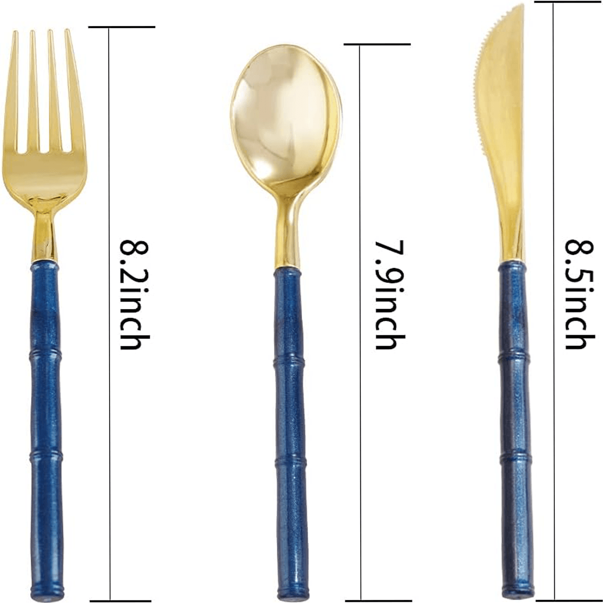 Gold Glitter Bamboo Handle Cutlery Set (102 Pieces) — view 3