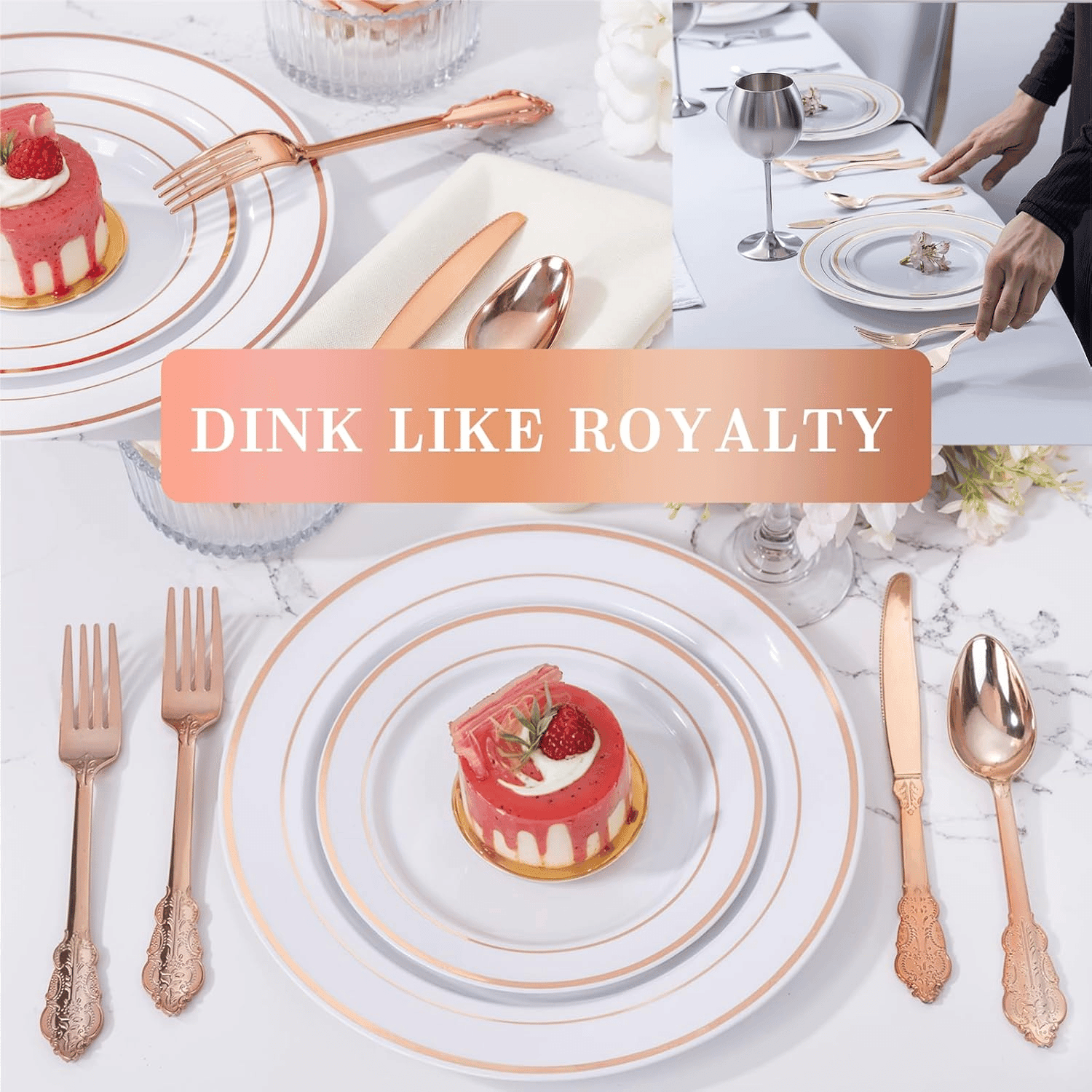 Rose Gold Baroque Heavyweight Silverware Set (600 Pieces) — view 8