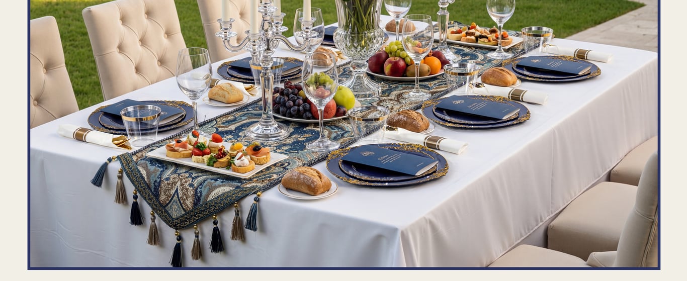 Navy Blue & Gold Dinnerware Set for 50 Guests — view 6