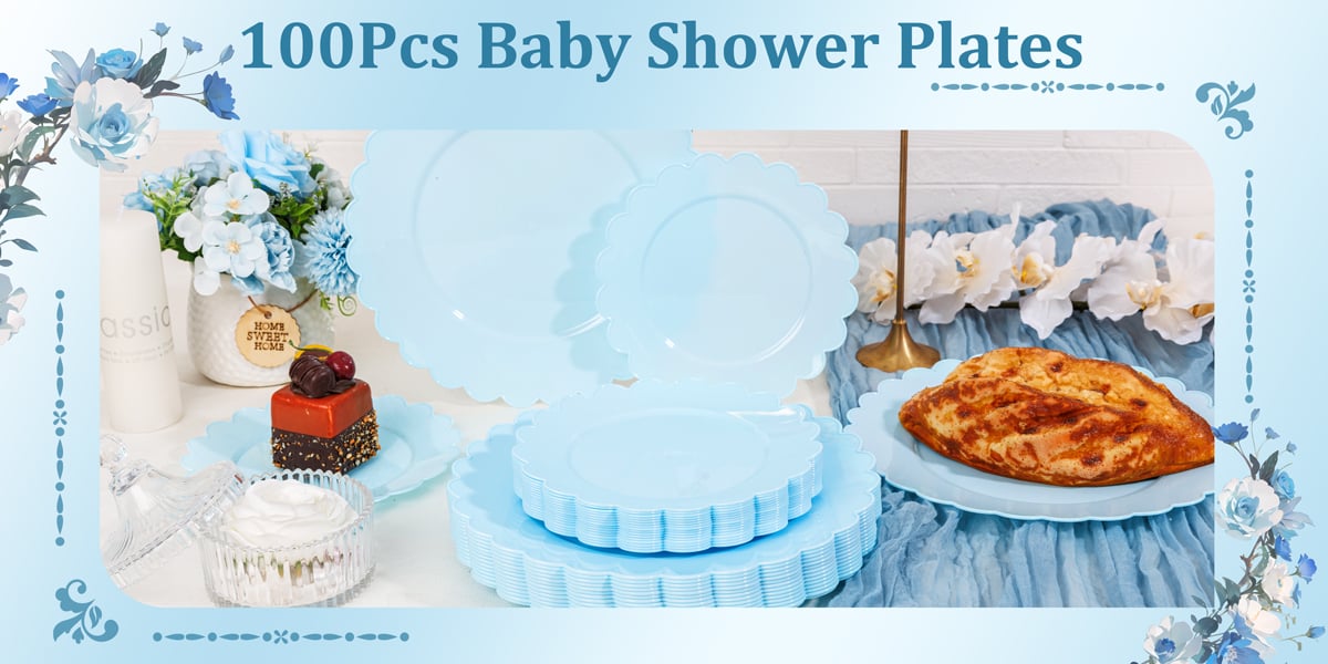 Blue Scalloped Plastic Plates (Dinner & Dessert) — view 6