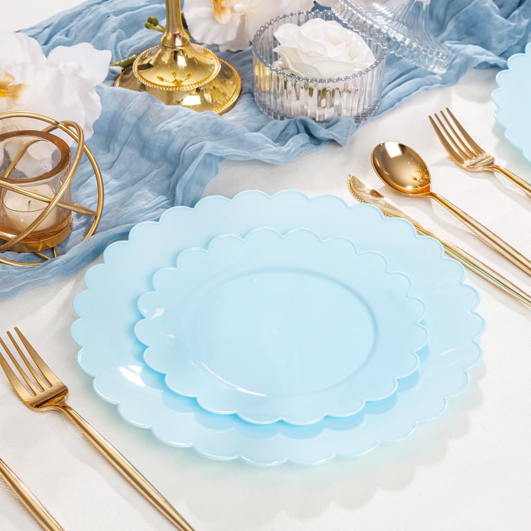 Blue Scalloped Plastic Plates (Dinner & Dessert) — view 8