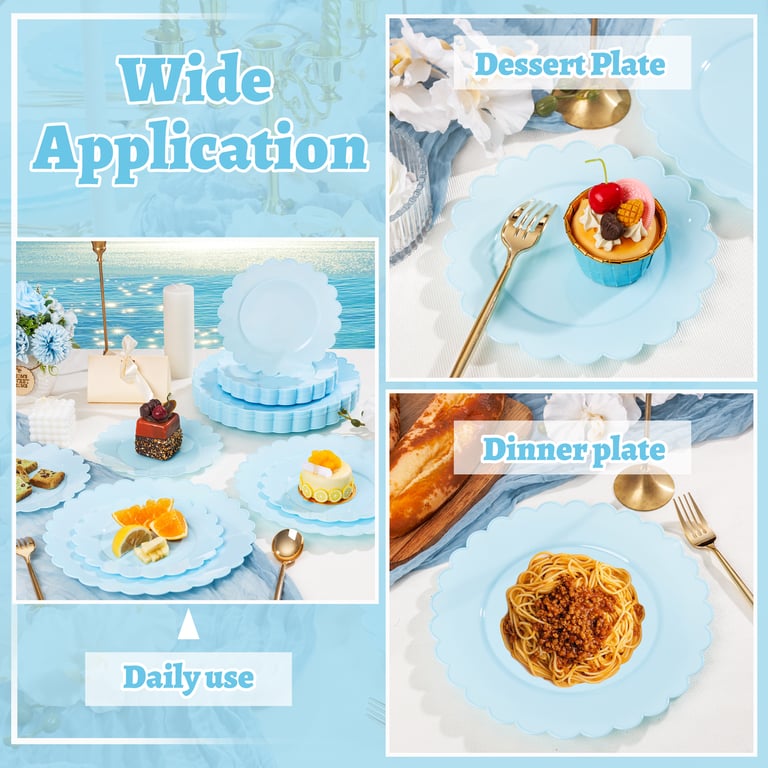 Blue Scalloped Plastic Plates (Dinner & Dessert) — view 9