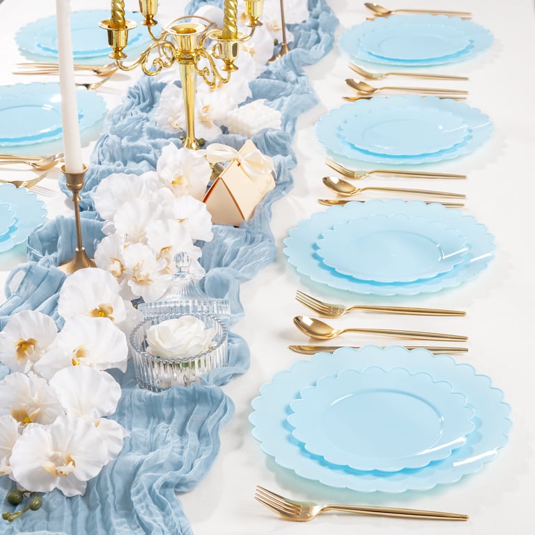 Blue Scalloped Plastic Plates (Dinner & Dessert) — view 10
