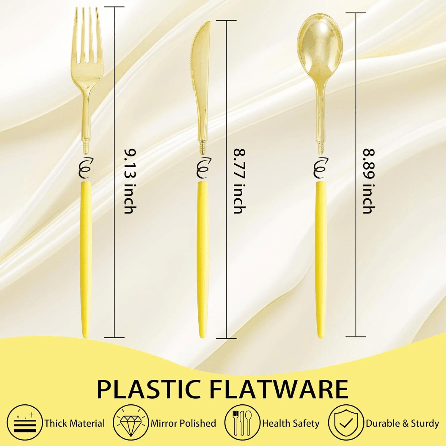 Gold & Yellow Plastic Cutlery Set (102 Pieces) — view 3