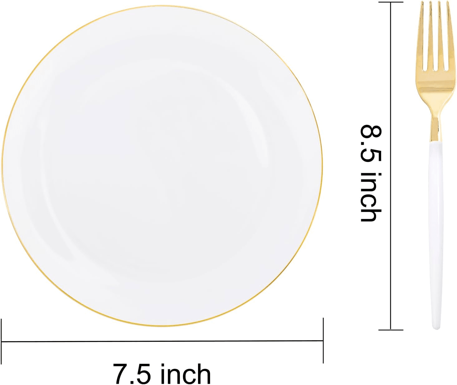 White & Gold Wave Dessert Plates & Forks Set (144 Pieces) — view 2