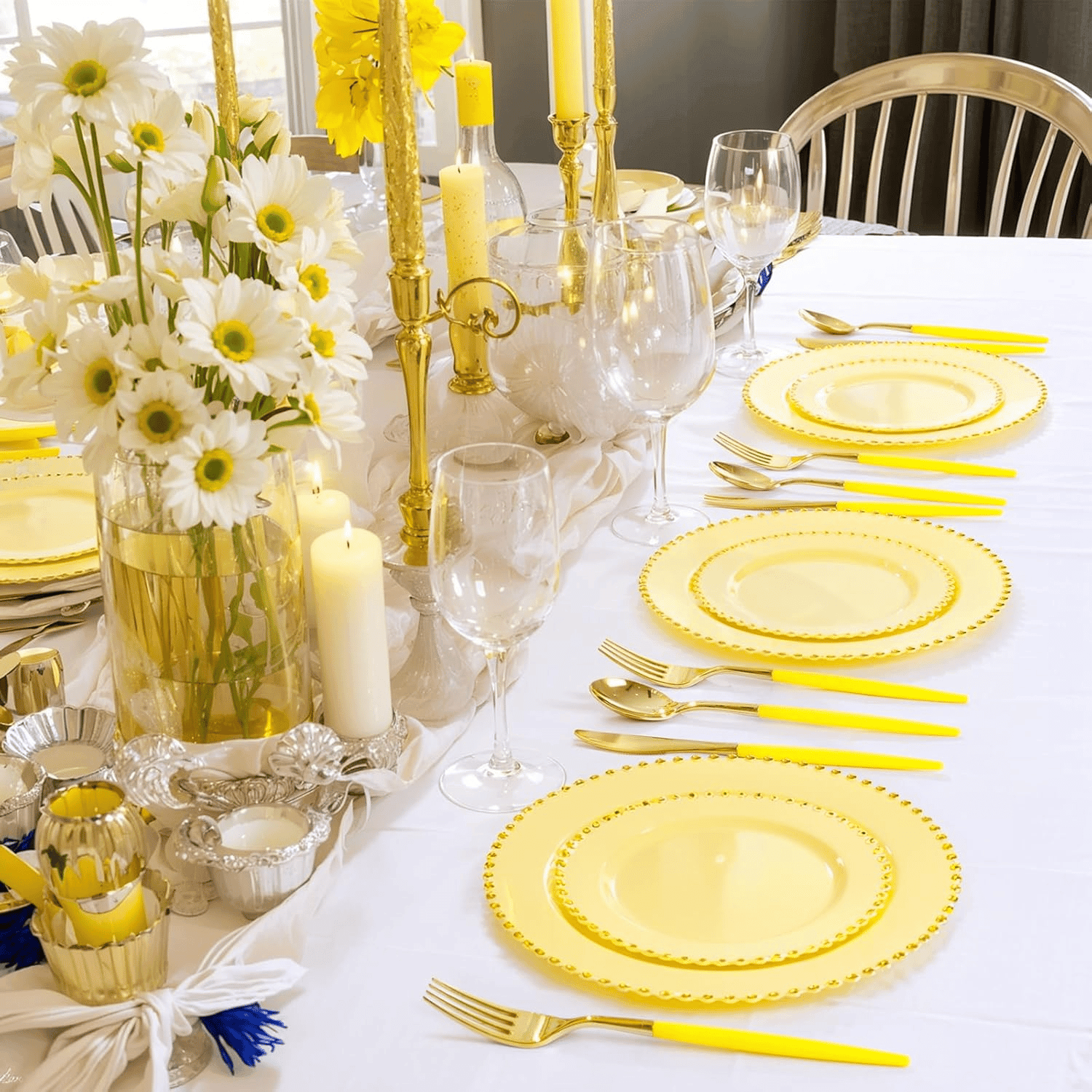 Gold & Yellow Plastic Cutlery Set (102 Pieces) — view 5