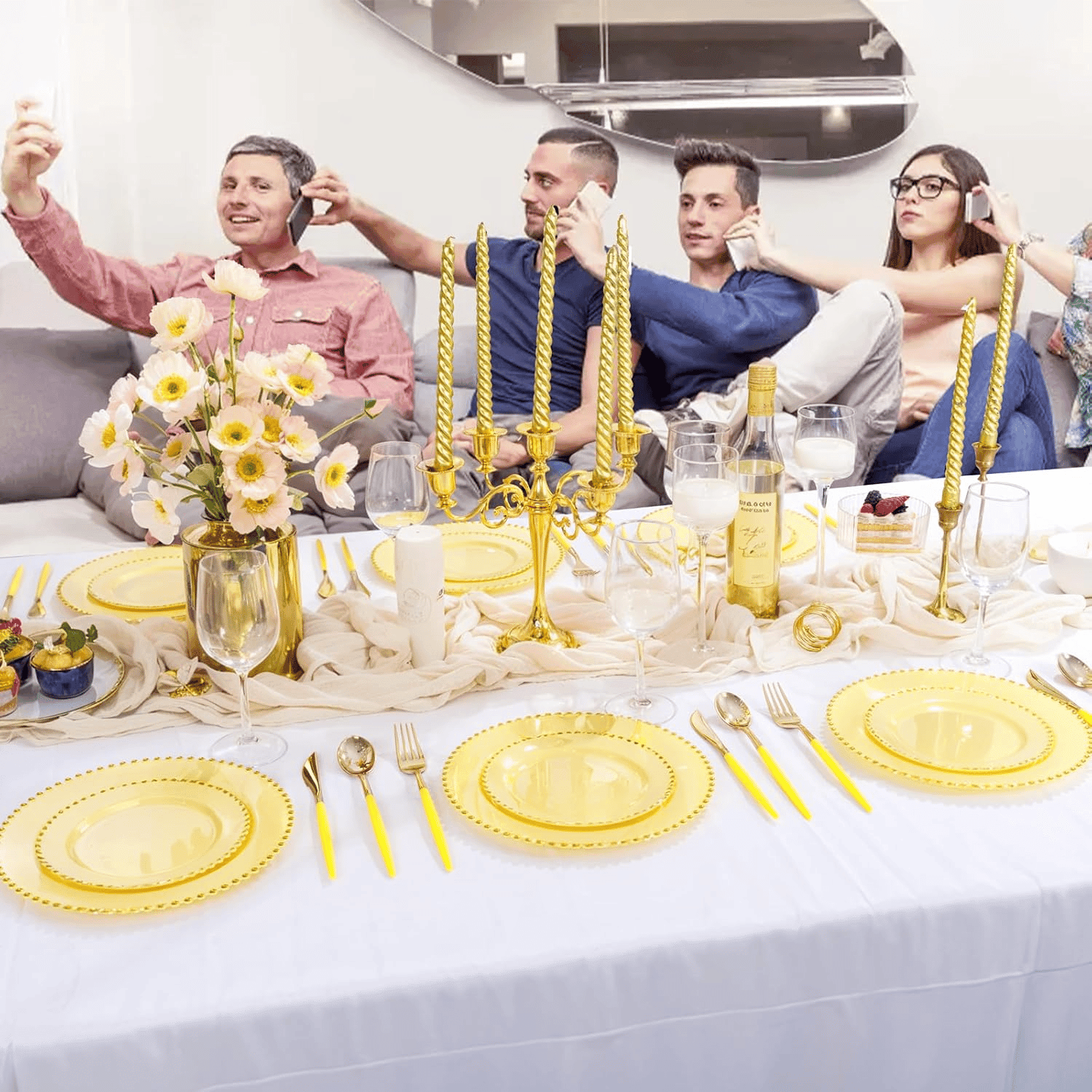 Gold & Yellow Plastic Cutlery Set (102 Pieces) — view 6
