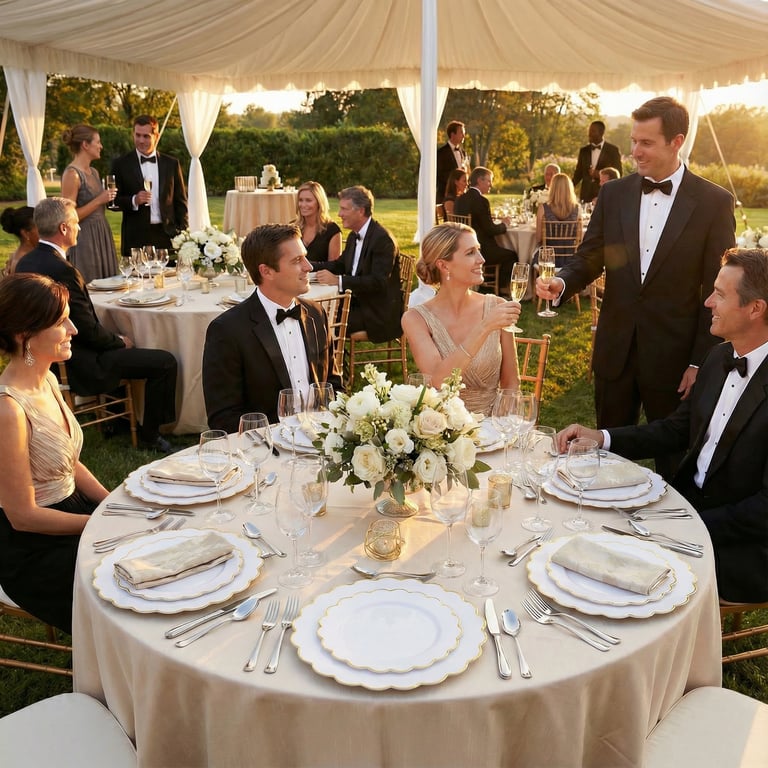 White And Gold Scalloped Plastic Plates (Dinner & Dessert) — view 10