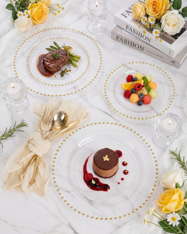 Clear Gold Elegant Dinnerware Set — view 9
