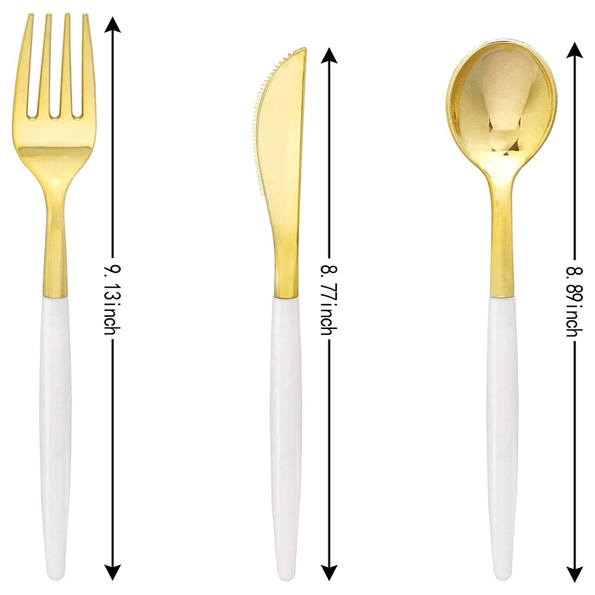 Gold & White Plastic Cutlery Set (102 Pieces) — view 2