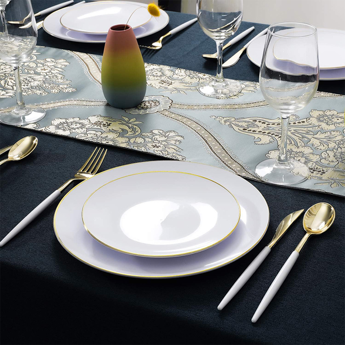 Gold & White Plastic Cutlery Set (102 Pieces) — view 5
